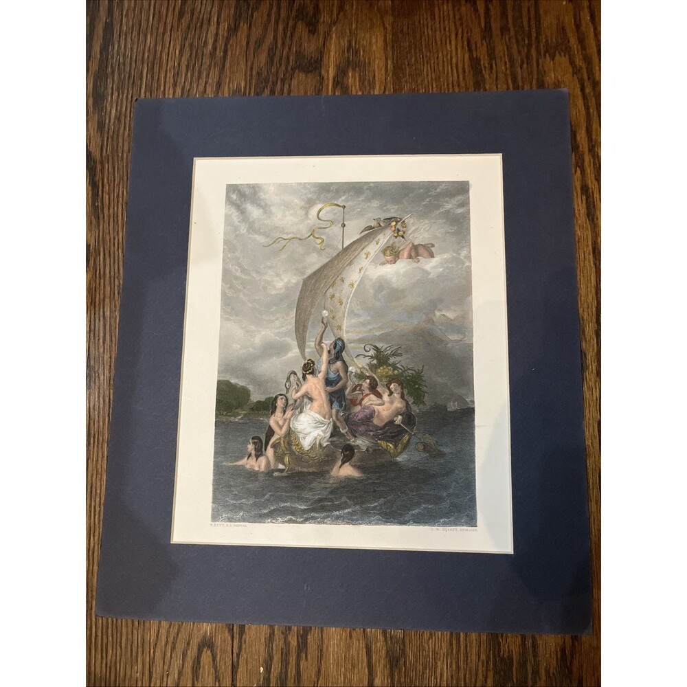 Old Antique Print English Art Youth At The Prow And Pleasure At Helm Print Color